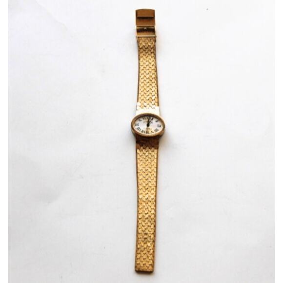 Vintage Rhapsody Womens Watch Textured Liquid Gold Tone Band Not Working - Picture 3 of 7